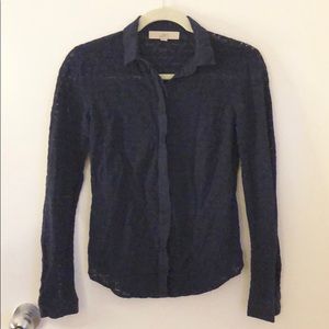 Loft lace navy button shirt